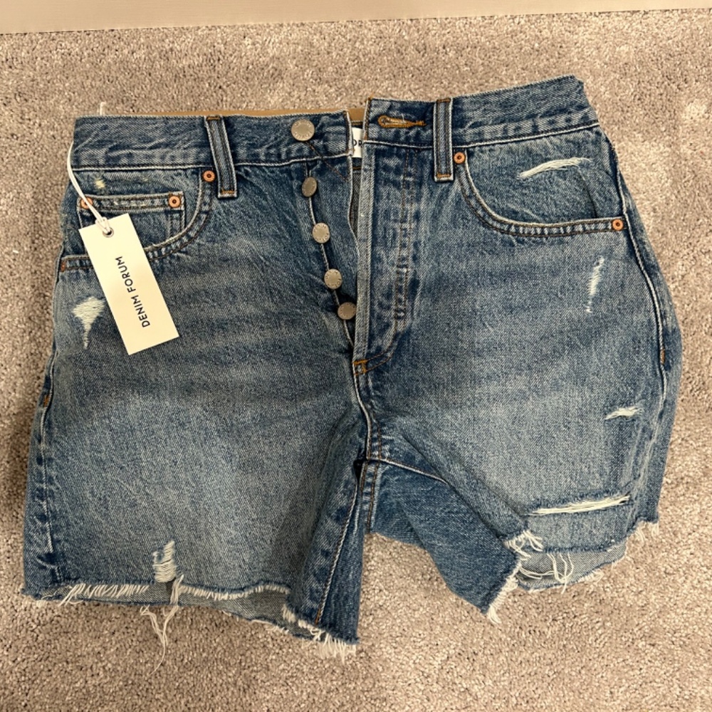 Aritzia- The Ex-Boyfriend HI MID Thigh denim shorts